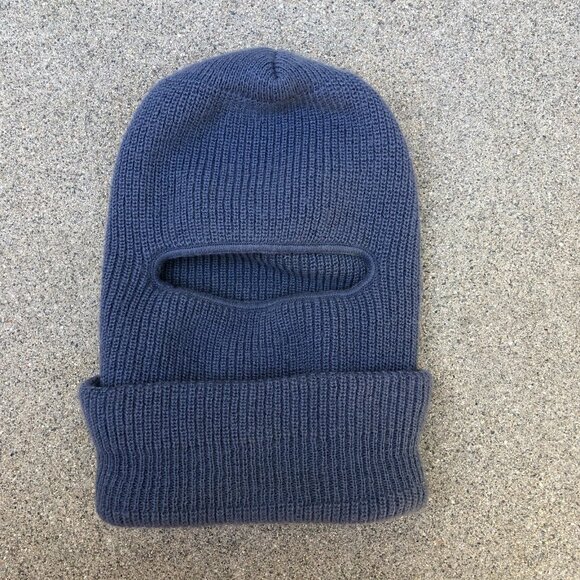 VTG WIGWAM MILLS Full Ski Mask Beanie Blue Cuffed Ribbed 100% Acrylic USA - Picture 1 of 5